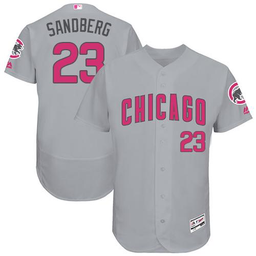 Cubs #23 Ryne Sandberg Grey Flexbase Authentic Collection Mother's Day Stitched MLB Jersey